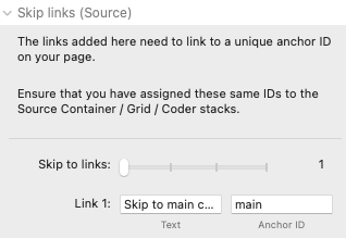 Fields in the skip links stack to enter desired link